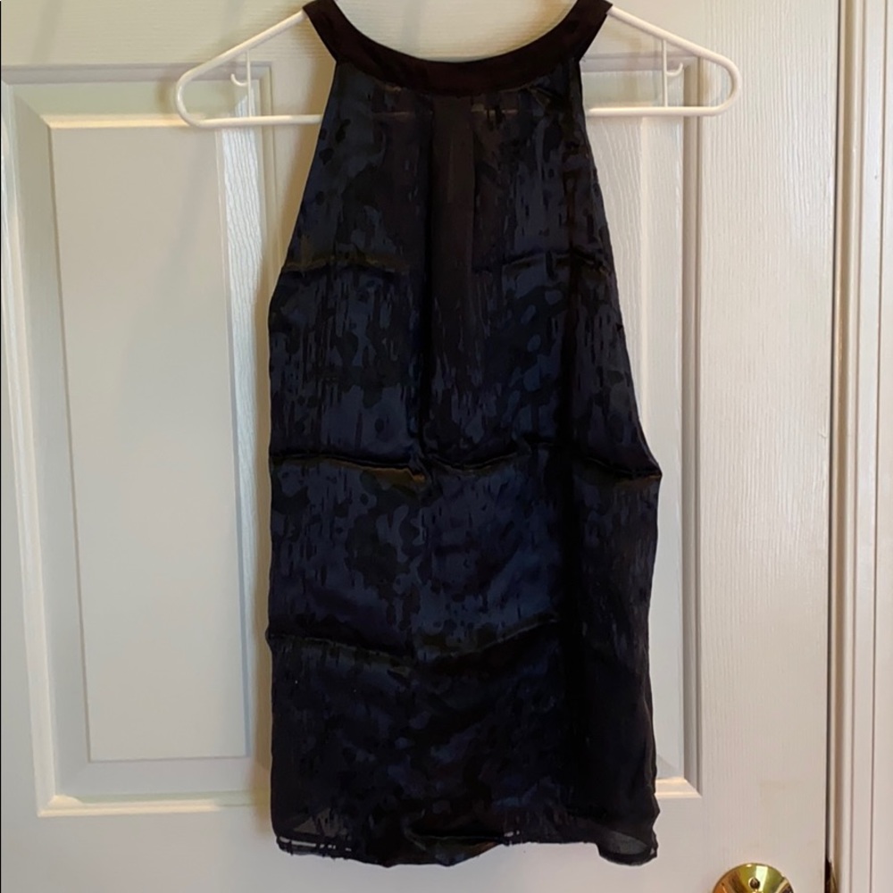 NWT chic silk blue & black blouse - Picture 5 of 5
